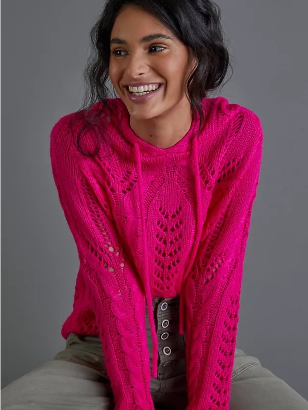 Portia Pointelle Sweater Hoodie